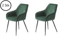 Stuhl >Marbella< (2er Set) in Grün/Schwarz aus Samt/Metall - 58x85x59cm (BxHxT)