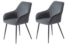 Stuhl >Marbella< (2er Set) in Granite Samt/Schwarz...