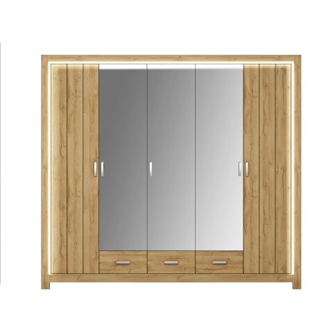 Kleiderschrank >VILLAGE< in Braun aus Holzwerkstoff - 244,3x220x56,2cm (BxHxT)