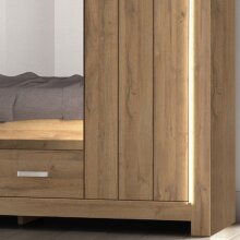 Kleiderschrank >VILLAGE< in Braun aus Holzwerkstoff - 244,3x220x56,2cm (BxHxT)