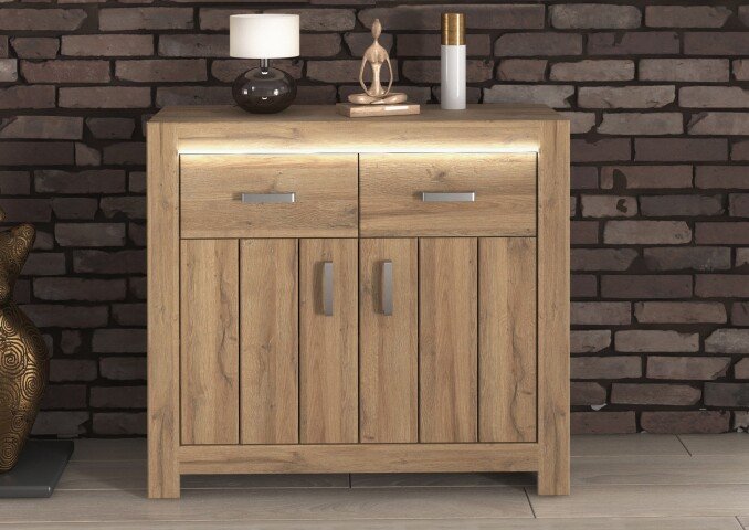 Sideboard >VILLAGE< in Braun aus Holzwerkstoff - 106,6x95,3x37,4cm (BxHxT)