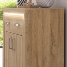 Sideboard >VILLAGE< in Braun aus Holzwerkstoff - 106,6x95,3x37,4cm (BxHxT)
