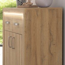 Sideboard >VILLAGE< in Braun aus Holzwerkstoff - 106,6x95,3x37,4cm (BxHxT)