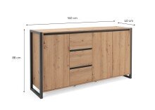 Wohnzimmer-Set >Arvada< (3 teilig) in Artisan Eiche / Anthrazit aus MDF