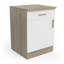 Unterschrank >Origan< in Kronberg Eiche/ matt weiss - 60x85x60 (BxHxT)