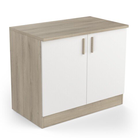 Unterschrank >Origan< in Kronberg Eiche/ matt weiss - 100x85x60 (BxHxT)