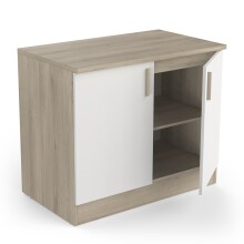 Unterschrank >Origan< in Kronberg Eiche/ matt weiss - 100x85x60 (BxHxT)