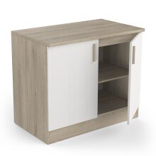 Unterschrank >Origan< in Kronberg Eiche/ matt weiss - 100x85x60 (BxHxT)