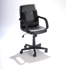 Bürostuhl >Kano< in schwarz aus Polyester/PU/Schaumstoff - 58x89x54cm (BxHxT)