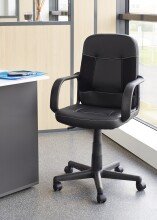 Bürostuhl >Kano< in schwarz aus Polyester/PU/Schaumstoff - 58x89x54cm (BxHxT)