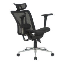Bürostuhl >Upsilon< in schwarz aus Mesh/PU/Polyester - 65x121x60cm (BxHxT)