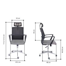 Schreibtischstuhl >Molitor< in schwarz aus PU/Mesh/Polyester - 59x108x59 (BxHxT)