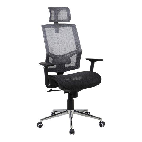 Bürostuhl >Manille< in schwarz aus PU/Mesh - 66x116x60cm (BxHxT)