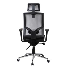 Bürostuhl >Manille< in schwarz aus PU/Mesh - 66x116x60cm (BxHxT)