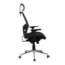 Bürostuhl >Manille< in schwarz aus PU/Mesh - 66x116x60cm (BxHxT)