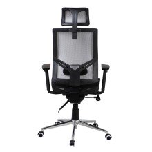 Bürostuhl >Manille< in schwarz aus PU/Mesh - 66x116x60cm (BxHxT)