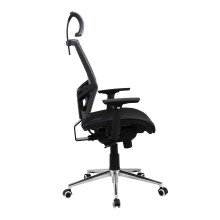 Bürostuhl >Manille< in schwarz aus PU/Mesh - 66x116x60cm (BxHxT)