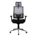 Bürostuhl >Manille< in schwarz aus PU/Mesh - 66x116x60cm (BxHxT)