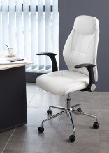 Schreibtischstuhl >Brontes< in weiss aus PU/Mesh/Polyester - 64x409x66cm (BxHxT)