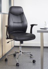 Schreibtischstuhl >Brontes< in schwarz aus PU/Mesh/Polyester - 64x409x66 (BxHxT)