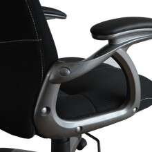 Bürostuhl >Taranis< in schwarz aus PU/Mesh/Schaumstoff - 67x115x66cm (BxHxT)