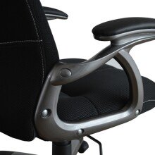 Bürostuhl >Taranis< in schwarz aus PU/Mesh/Schaumstoff - 67x115x66cm (BxHxT)