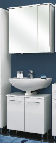 Badmöbel-Set >Quickset 376< in Weiß Hochglanz - 67x200x33cm (BxHxT)