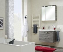 Badmöbel-Set >Quickset 916< in Sangallo Grau quer - 82x200x45cm (BxHxT)