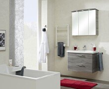 Badmöbel-Set >Quickset 916< in Sangallo Grau quer - 82x200x45cm (BxHxT)