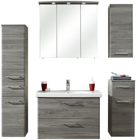 Badmöbel-Set >Quickset 916< in Sangallo Grau quer - 142x200x45cm (BxHxT)