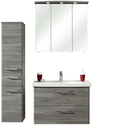 Badmöbel-Set >Quickset 916< in Sangallo Grau quer - 112x200x45cm (BxHxT)