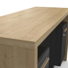 Schreibtisch >Oxford< in Hamilton Eiche/schwarz - 131x76x50 (BxHxT)