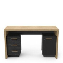 Schreibtisch >Oxford< in Hamilton Eiche/schwarz - 131x76x50 (BxHxT)