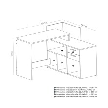 Eckschreibtisch >Optima2< in Kronberg Eiche/schwarz - 121x87x109 (BxHxT)