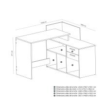 Eckschreibtisch >Optima2< in Kronberg Eiche/schwarz - 121x87x109 (BxHxT)