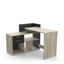 Eckschreibtisch >Optima2< in Kronberg Eiche/schwarz - 121x87x109 (BxHxT)