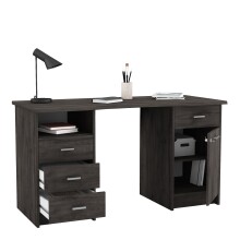 Schreibtisch >Monaco 2< in schwarz aus Holzwerkstoff - 135x74x58cm (BxHxT)