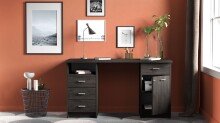 Schreibtisch >Monaco 2< in schwarz aus Holzwerkstoff - 135x74x58cm (BxHxT)