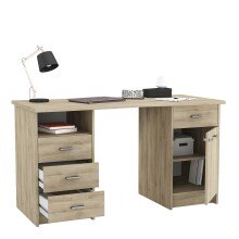 Schreibtisch >Monaco 2< in Eiche aus Holzwerkstoff - 135x74x58cm (BxHxT)