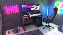 Gamingtisch >Skin< in schwarz/grau aus Holzwerkstoff - 124x90x60cm (BxHxT)