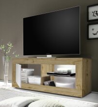 TV-Board >Belinda< in Eiche Cadiz / Weiss - 140x56x43cm (BxHxT)