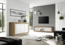 TV-Board >Belinda< in Mercure Holzstruktur / Weiss - 181x56x43cm (BxHxT)