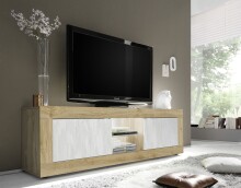 TV-Board >Belinda< in Eiche Cadiz / Weiss -...