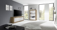 TV-Board >Belinda< in Mercure Holzstruktur / Weiss - 210x66x43cm (BxHxT)