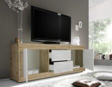 TV-Board >Belinda< in Eiche Cadiz / Weiss - 210x66x43cm (BxHxT)