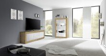 TV-Board >Belinda< in Eiche Cadiz / Weiss - 210x66x43cm (BxHxT)