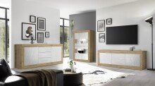 TV-Board >Belinda< in Eiche Cadiz / Weiss - 210x66x43cm (BxHxT)
