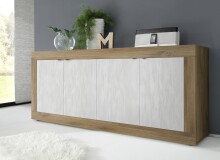 Sideboard >Belinda< in Mercure Holzstruktur / Weiss - 207x86x43cm (BxHxT)