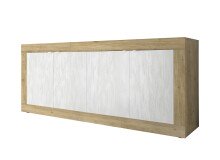 Sideboard >Belinda< in Eiche Cadiz / Weiss - 207x86x43cm (BxHxT)