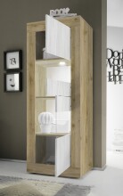 Vitrine >Belinda< in Eiche Cadiz / Weiss - 61x162x43cm (BxHxT)